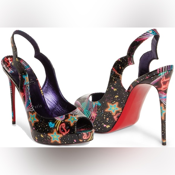 Christian Louboutin Shoes - Christian Louboutin Multicolor Patent Leather Star Slingback Heels 38